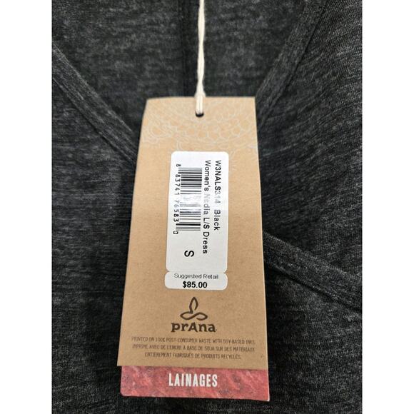 prAna Charcoal Gray Nadia Long Sleeve Faux Wrap Wool Blend Dress NWT, Size Small - Picture 5 of 15